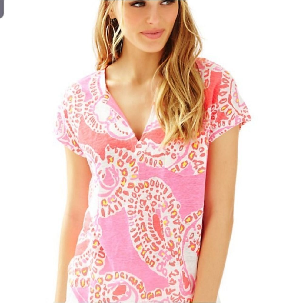 Lilly Pulitzer duval notch neckline linen top XS